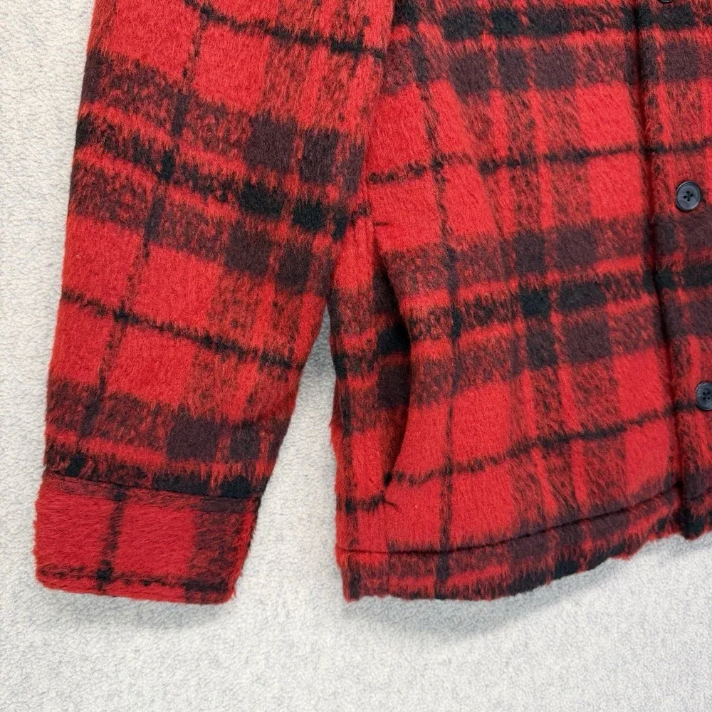 Old Navy Red Black Buffalo Plaid Sherpa Lined Jacket Men's Medium NWT